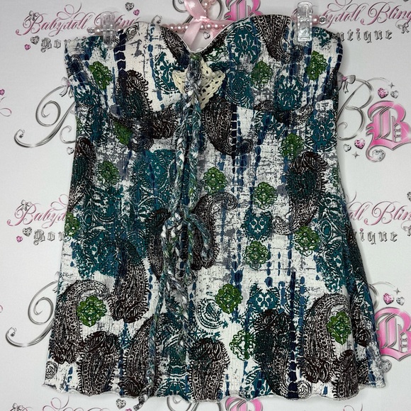 Self esteem halter top tank crochet diamond shape detail with paisley print y2k - Picture 1 of 7